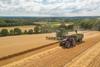 Harvest,View,Of,Combine,Harvester,Cutting,Summer,Oats,Field,Crop