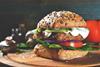 Veggie,,Vegan,Burger,With,Buckwheat,,Tomato,,Onion,,Vegan,Mayonnaise,And