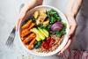 Baked,Vegetables,,Avocado,,Tofu,And,Buckwheat,Buddha,Bowl.,Vegan,Lunch