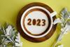Hello,2023,Theme,Coffee,Cup,With,Number,2023,Over,Frothy