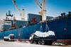 Ship,Crane,Lift-off,Slings,Of,Sugar,Bags,Cargo,From,Truck