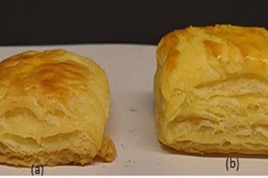 Underdeveloped layers in two golden pastries