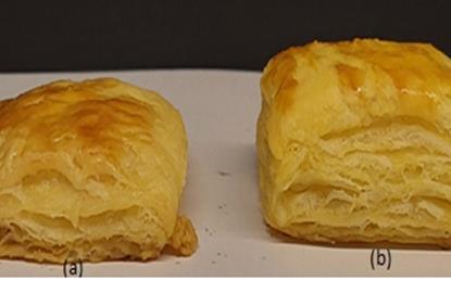 Underdeveloped layers in two golden pastries