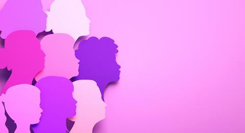 International,Women's,Day,Poster,With,Silhouettes,Of,Multicultural,Women's,Faces