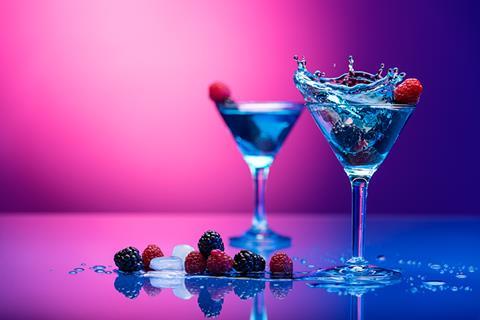 Colorful,Cocktails,Garnished,With,Berries