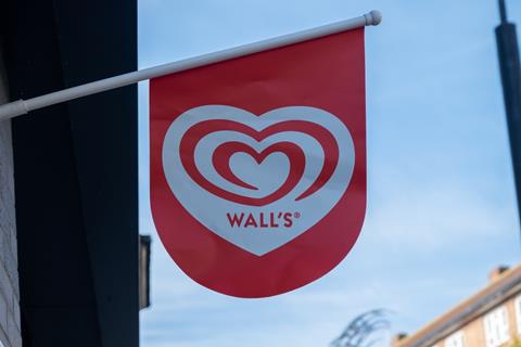 Portsmouth,,England.,April,12th,2025.,Flag,Advertising,Wall's,Products,,A