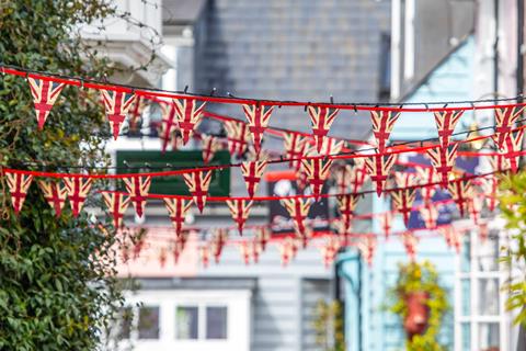 Union,Flag,Bunting,In,The,Town,Of,Maldon,In,Essex,