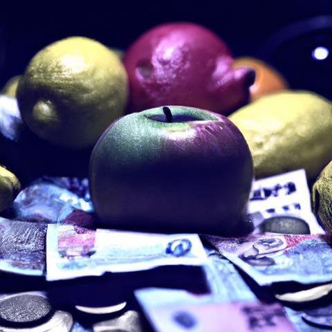 Cyberpunk,Photo,Of,Fruit,And,Vegetables,Surrounded,By,British,Money