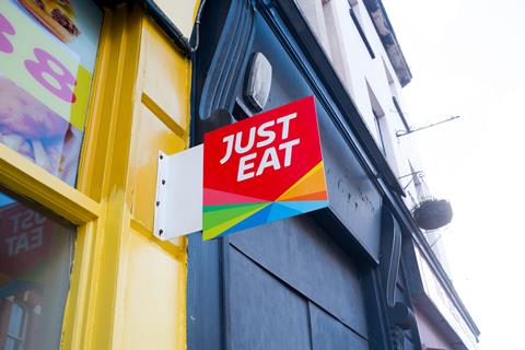 Plymouth,,Uk.,1/5/20:,A,Just,Eat,Sign,Outside,A,Takeaway