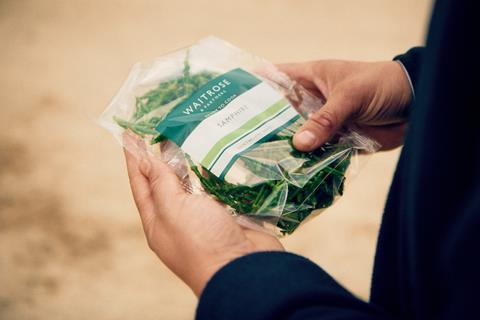 Man holding Waitrose British samphire