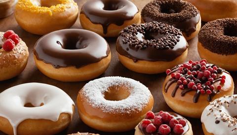 Overhead,Shot,Of,Doughnuts,On,A,Wooden,Board,,Doughnut,Day