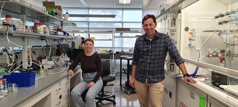 Image of Karina Kovalchuk and Leander Michels at Lawrence Berkeley National Laboratory (LBNL).