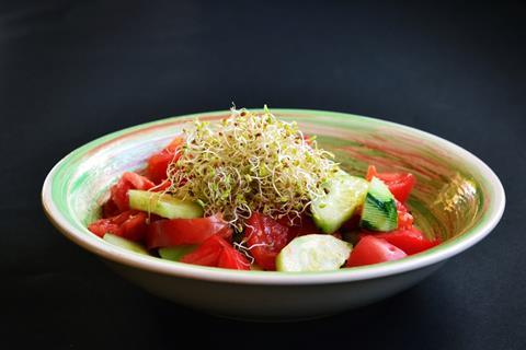 Vegetable,Salad,With,The,Addition,Of,Alfalfa,Sprouts,On,A