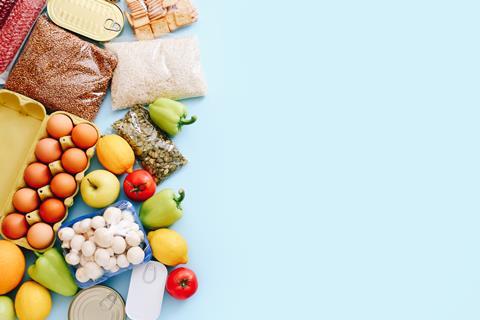 Set,Of,Grocery,Items,From,Canned,Food,,Vegetables,,Cereal,On