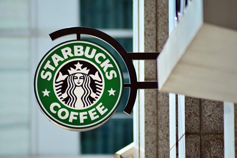 Warsaw,,Poland.,23,April,2018.,Sign,Starbucks,Coffee.,Company,Signboard