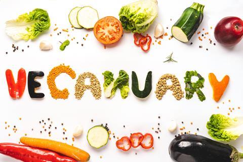 Presentation,Of,Vegan,Diet,Month,In,January,Called,Veganuary.,Flat