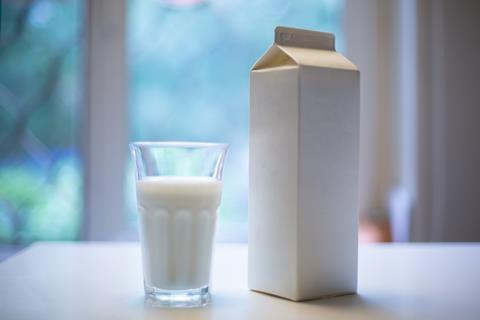 Carton,Box,And,Glass,Of,Milk,On,Table,In,Kitchen