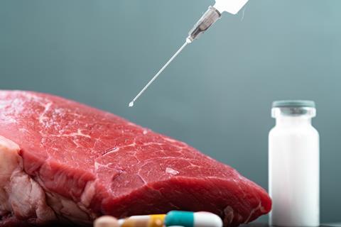 Injection,Of,Antibiotic,Into,Raw,Meat.,Chemical,Experiments,In,Food