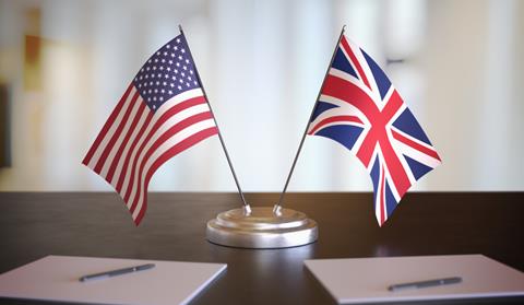 Usa,And,British,Flags,On,Table.,Negotiation,Between,United,Kingdom