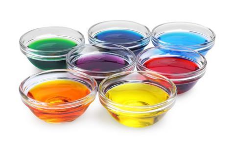 Glass,Bowls,With,Different,Food,Coloring,On,White,Background