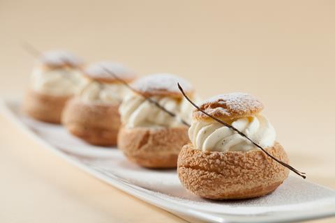 French,Traditional,Dessert,Choux,Pastry,Ball,With,Vanilla,Cream,And