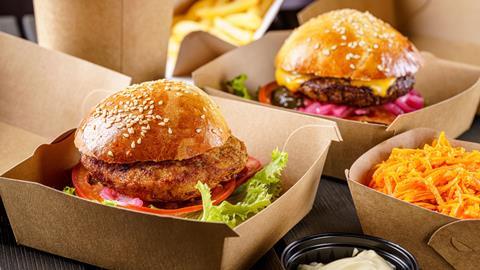 Street,Food.,Meat,Cutlet,Burgers,Are,In,Paper,Boxes.,Food