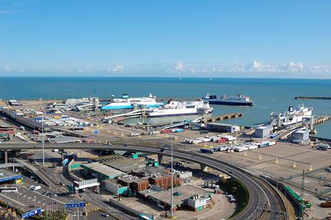 The,Port,Of,Dover,With,Several,Ferries,In,Sight